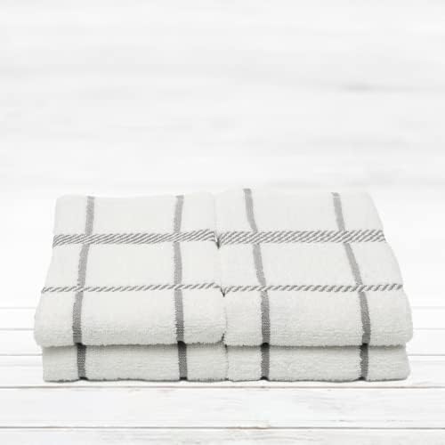 100% Cotton Terry Dish Towels, 4 Pack Checks, 16 x26 Inches, Super