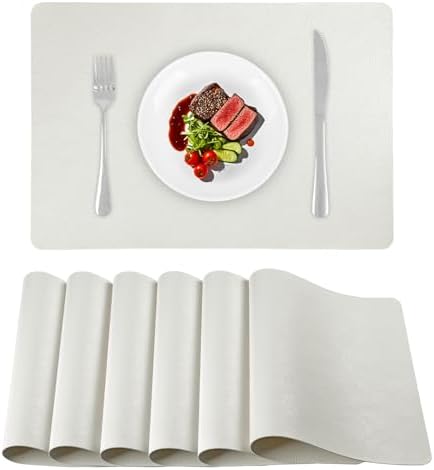 Faux Leather Placemats Set of 6, Washable Place Mats, Vinyl Placemats