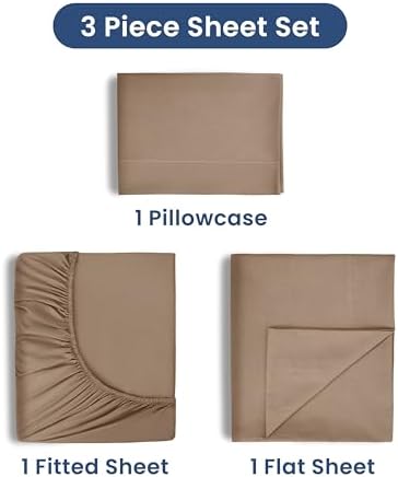 Martex 225 Thread Count 3 Piece Twin Bed Sheets, Beige
