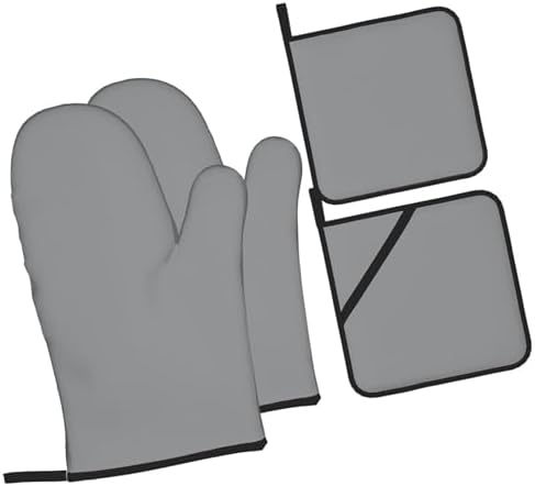 4Pcs Oven Mitts and Potholders, Modern Minimal Trendy Light Gray Oven