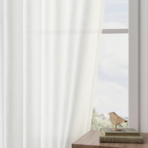 Joywell Linen Pinch Pleated Window Curtains 96 Inch Long,Back Tab Clip