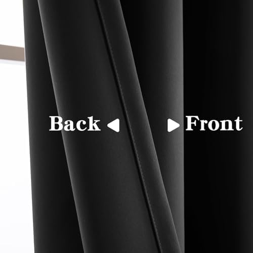100% Blackout Curtains 108 Faux Linen (W52 x L108, Charcoal Gray)