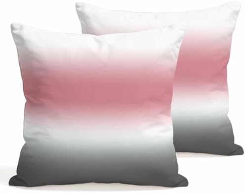 Pink and Grey Gradient Throw Pillow Covers 18x18 inch Set of 2