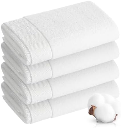 Hand Towel - 100% Cotton White Towels for Bathroom and Gym,Dorm Room