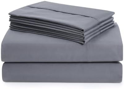 TRP 1500TC Soft Solid Microfiber Bed Sheet Set 4 Piece - Grey Gray