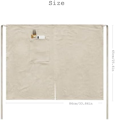 Cotton Linen Half Apron for Women Men Plain Adjustable Long Waist