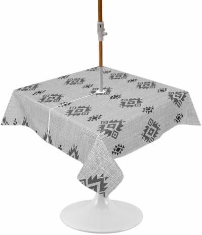 Aztec Outdoor Tablecloth 60"x60" Table Cover with Umbrella Hole and