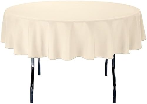 LTC LINENS Tablecloth 70-Inch Round Polyester Tablecloth Beige