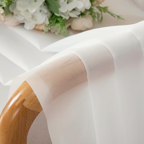 Aiyufeng 108 Inch Ivory Sheer Window Curtains for Farmhouse, Rod