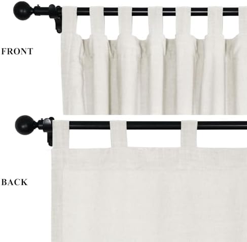 Fcosie 50" W x 63" L Linen Curtains Cream White, Room Darkening
