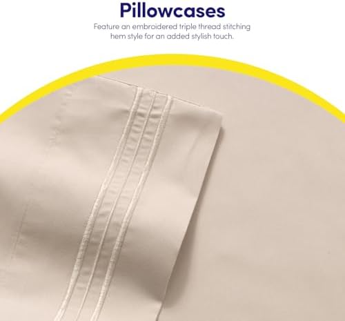 Supreme Collection Twin Sheet Set - 3 Piece Set, Beige Cream, Extra