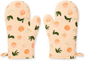 Peach Oven Mitts, Set of 2, Cream Beige, 10 in