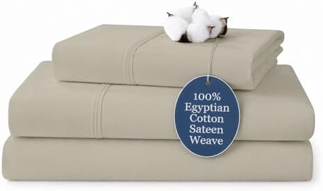 100% Cotton, Queen Flat Sheet & Pillowcase 3PCs Set, Beige