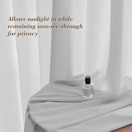 FMFUNCTEX Grey Sheer Curtains, 63 Inch, Rod Pocket, 2 Panels for