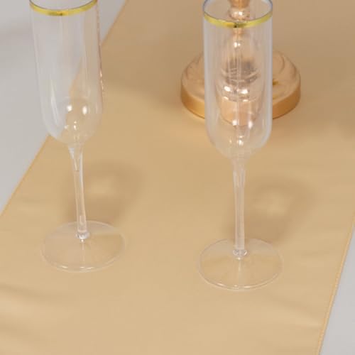 6 pcs 12 x 108 inch Beige Satin Table Runners Lustrous Wedding Table