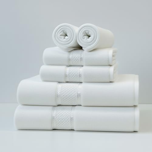 6 Piece Towel Set 100% Cotton 600 GSM White
