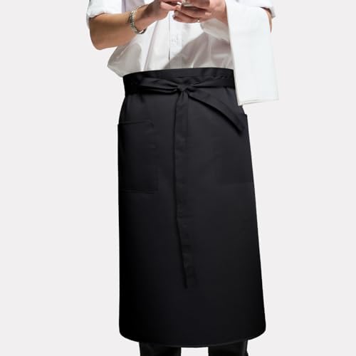 12 Pcs Bistro Aprons with Extra Long Waist Ties and Two Pockets