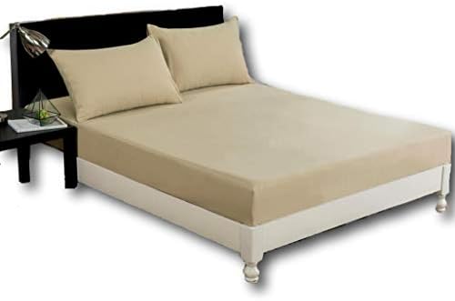DaDa Bedding Luxury Soft Cotton Fitted Sheet w/Pillow Cases - Neutral
