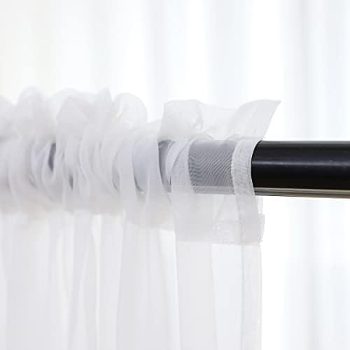 PHILEASY Window Sheer Gradient Gray Curtains 63 Inches Long 2 Panels