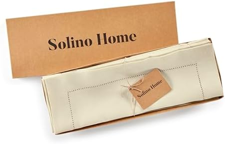 Solino Home 100% Linen Placemats Ivory, Medium Weight 14 x 19 in, Set