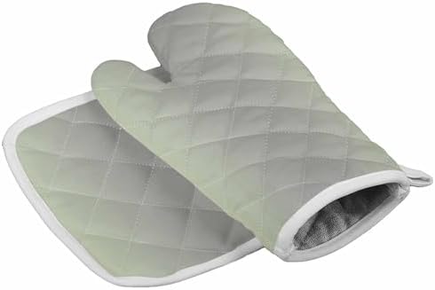 Quilted Cotton Terry Cloth Oven Mitt, Pot Holder Light Green Grey