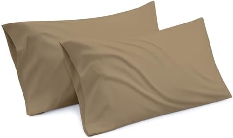 100% Egyptian Cotton King Size Pillowcases Set of 2, Taupe Solid