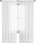 Pure White Sheer Curtains 108 Inches Long, Solid Color Sheer Window