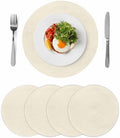 Cream Round Placemats Set of 4 Modern Pure Beige Place Mats Indoor