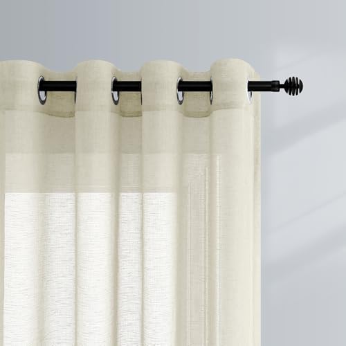 Beige Curtains 96 Inches Long for Living Room Decor 2 Panels Set