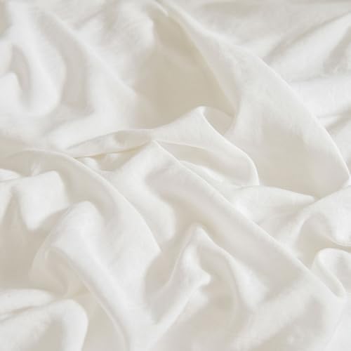 CCoutueChen White Ruffle Duvet Cover Queen 3Pcs Shabby Chic Farmhouse