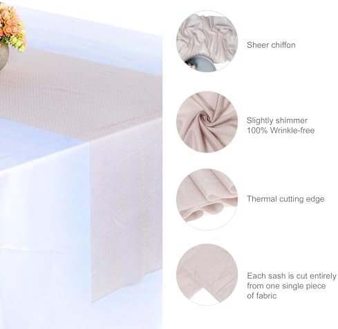 Pack of 10 Premium Chiffon Table Runners 12 x 108 Inch - Nude