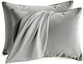 Set of 2 Brushed Microfiber Pillowcases 20x26 in Light Gray
