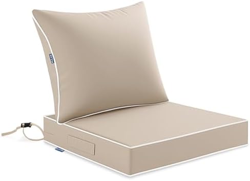 MIULEE Beige Outdoor Seat Cushion 24x24 Inch Waterproof Cushion