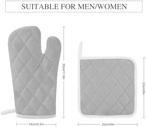 4Pcs Oven Mitts and Potholders, Solid Color Light Gray Classic Oven