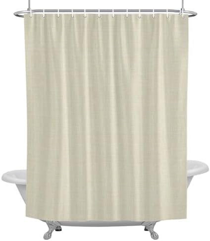 Cotton Linen Texture Shower Curtain 84 inches Extra Long Contemporary
