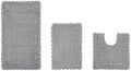 TRP Cotton Tufted Gray Bathroom Rugs Sets 3 Piece