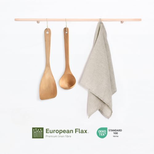 100% French Linen Tea Towels 14 x 28 Inch (Set of 4,Natural)