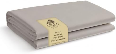 Linen Home 100% Cotton Percale 1 Flat Sheet, Full Size - Crisp, Cool