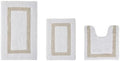 TRP Tufted Cotton White Sand Bathroom Rugs Sets 3 Piece