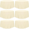 YMHPRIDE 6 Pack Beige Tablecloths - 120 Inch Polyester Round Table
