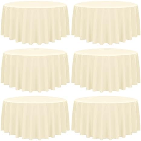 YMHPRIDE 6 Pack Beige Tablecloths - 120 Inch Polyester Round Table