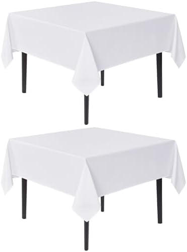 sancua White Square Tablecloths 60x60 Inch Table Cloth, 2 Pack
