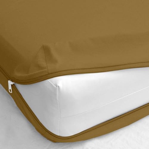 Queen Size Microfiber Zipper Fitted Sheet 16" Deep Pocket- Taupe