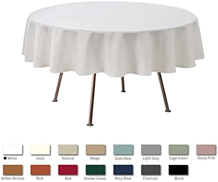maxmill Round Linen Looking Textured Tablecloth Spill-Proof Wrinkle