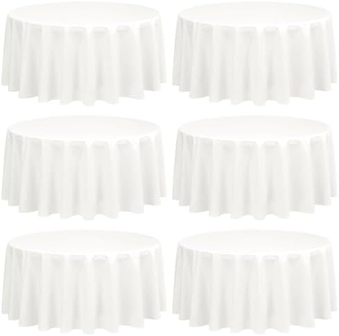 Showgeous 90 Inch Ivory Round Tablecloths, Polyester Table Covers