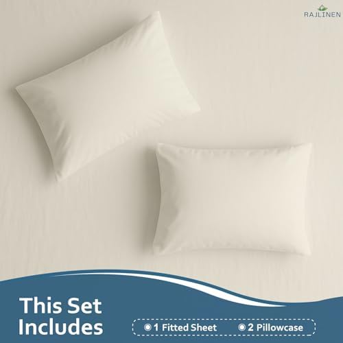 Rajlinen Full Sheets Set, 100% Soft Microfiber, 3 Piece with Fitted