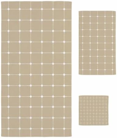 Bath Towels Set of 3 White Dots Grid Lines Bath Towel Hand Towel