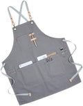 FRCOLOR Canvas Kitchen Cooking Apron with Pockets Adjustable Fit for