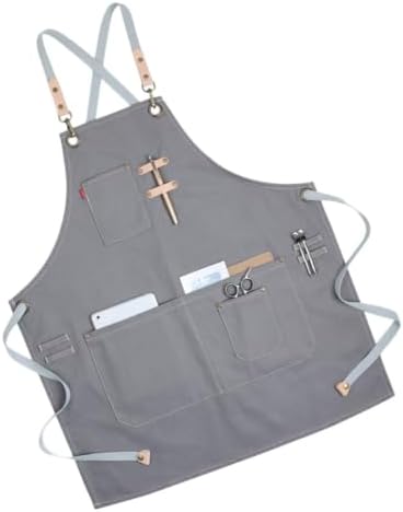 LABRIMP Nordic Industrial Canvas Apron with Pockets, Adjustable Fit