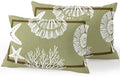 Outdoor Pillows Waterproof Set of 2, Sage Green Coastal Patio Throw